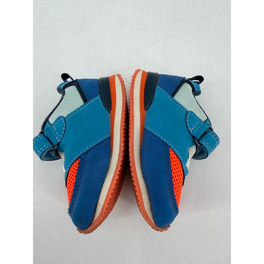 OshKosh Sneakers Boys Lu Retro Knicks Blue Orange‎ Mesh Hook Loop Sporty